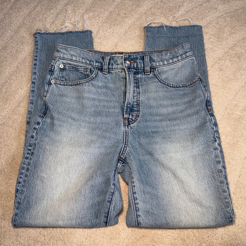 Madewell The Perfect Vintage Jean Light Wash Raw Hem Distressed Size 28